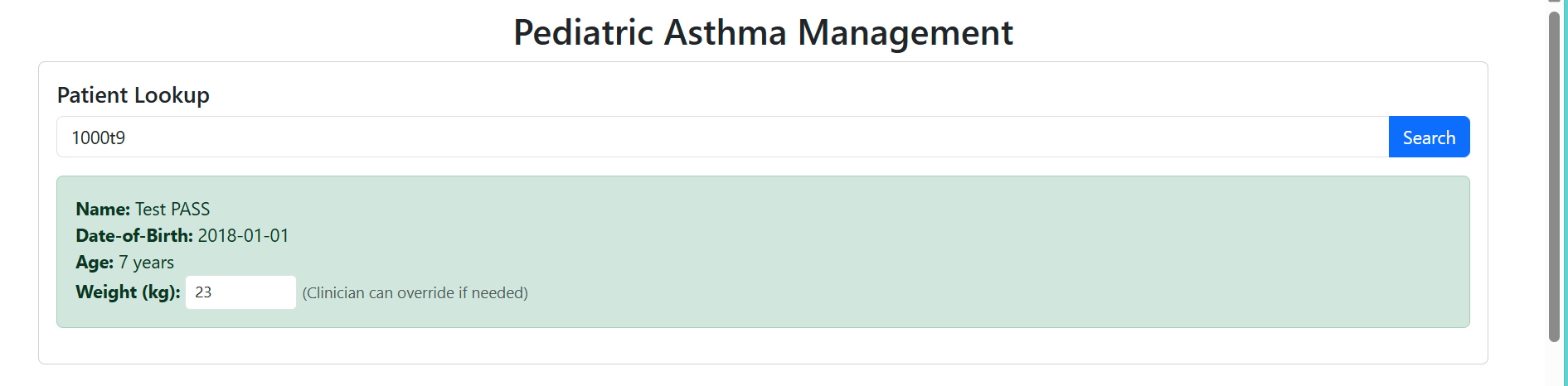 Patient Lookup with ID entry